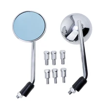 1 Pair Universal Plastic Motorcycle Adjustable Mirror Round Motorcycle Handlebar Rearview Mirror CNC 7/8 Inch Silver