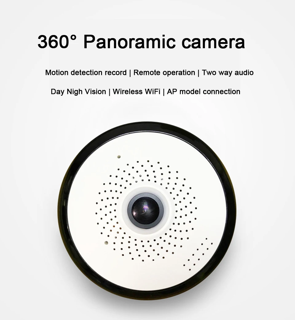 DAYTECH беспроводная WiFi ip-камера для домашнего наблюдения рыбий глаз панорамная камера Wi-Fi сетевой монитор аудио запись 360 градусов