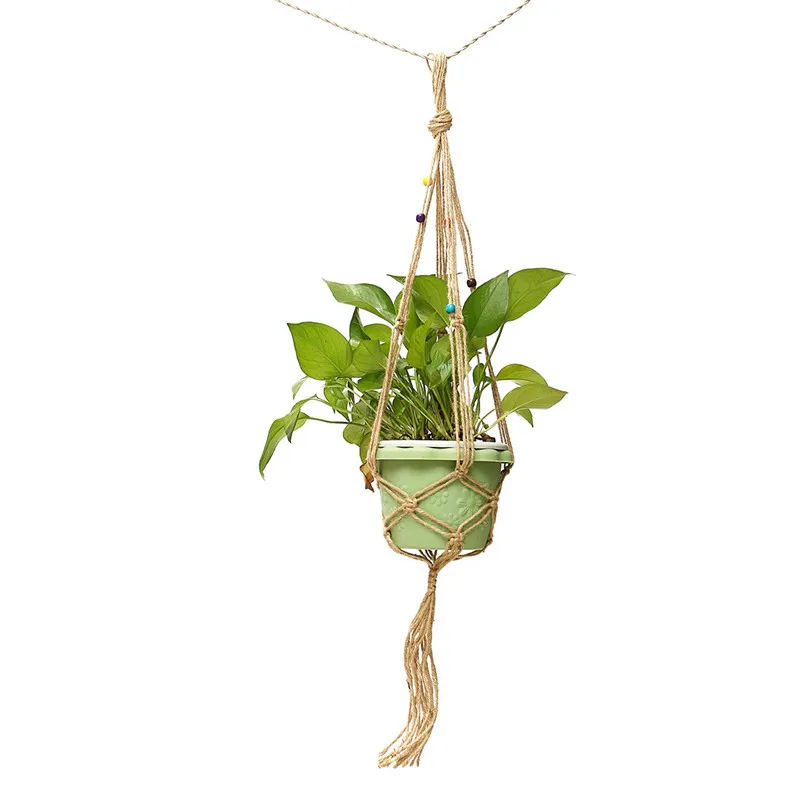 35 дюймов цветные бусины цветочный горшок вешалка для растений макраме джутовая веревка садовый декоративный шнур винтажный Декор Подвеска для растений из макраме корзина