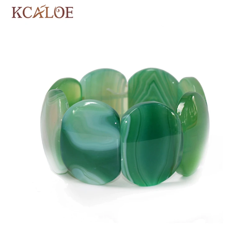 Браслеты KCALOE с большим ониксовым камнем, браслеты с натуральными полудрагоценными камнями, растягивающиеся браслеты с подвесками, женские браслеты, минималистичные ювелирные изделия - Окраска металла: Green jade stone