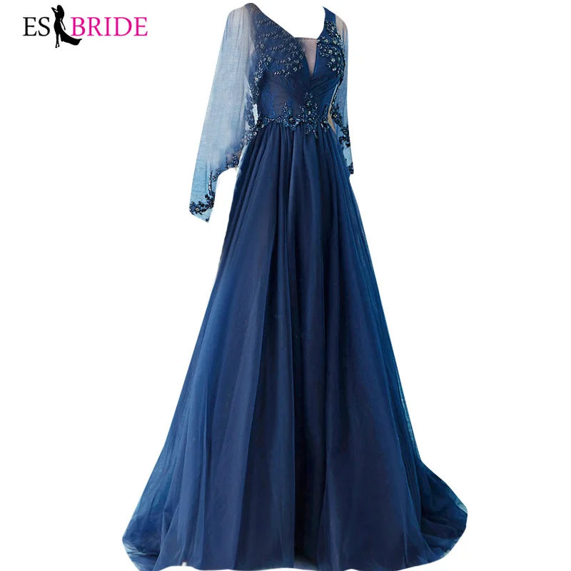 Royal Blue Evening Dresses Long 2019 Plus Size V-neck Sleeveless Wedding Guest Gown Backless Elegant Abito Da Cerimonia ES2258 Royal Blue Evening Dresses Long 2019 Plus Size V-neck Sleeveless Wedding Guest Gown Backless Elegant Abito Da Cerimonia ES2258