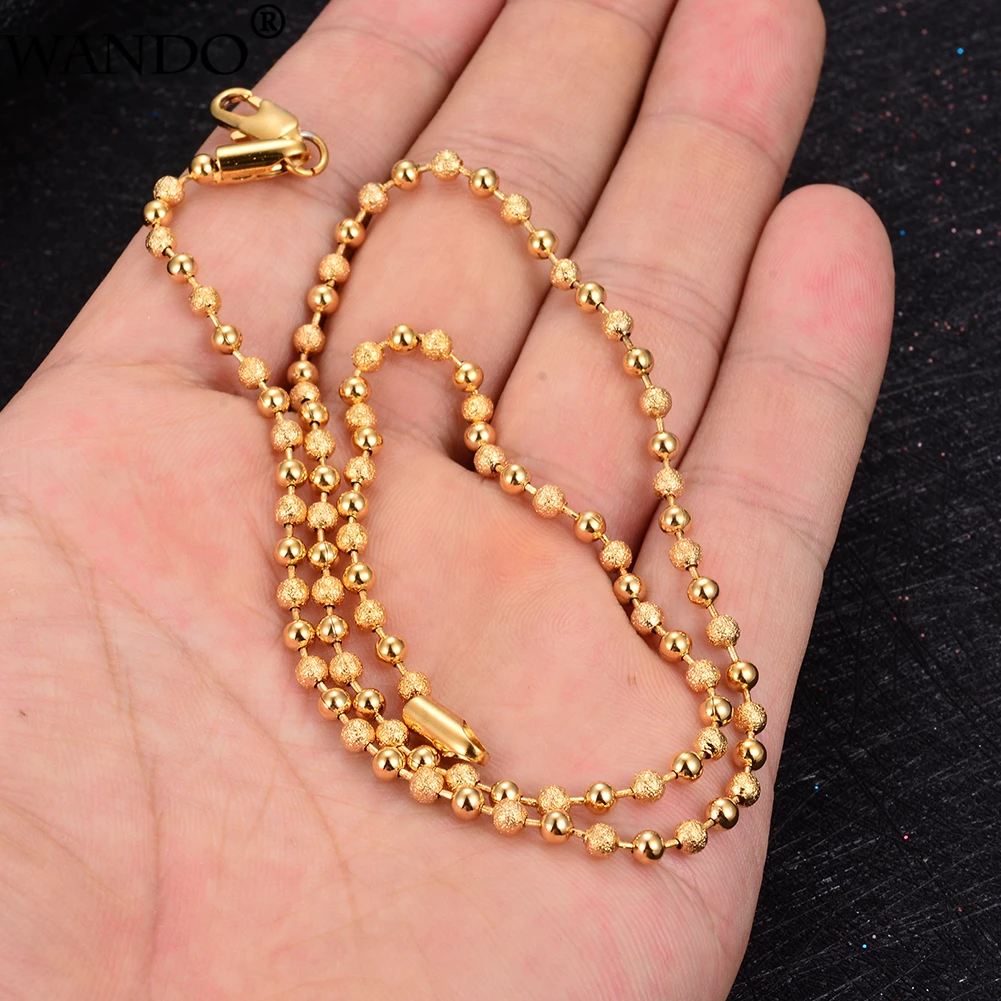 

WANDO Gold Colour Copper Ball Necklace For Women/Girls Classic chain Africa Jewelry Arab Ethiopia Wedding gifts N8