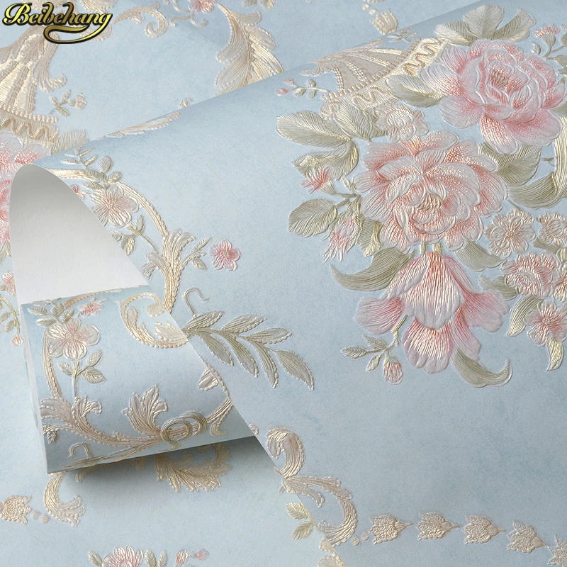 beibehang European self-adhesive non-woven wallpaper 3d three-dimensional garden flower warm bedroom living room wall paper beibehang European self-adhesive non-woven wallpaper 3d three-dimensional garden flower warm bedroom living room wall paper