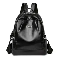 Противоугонный Повседневный женский рюкзак из искусственной кожи модная черная школьная сумка дорожная сумка canta