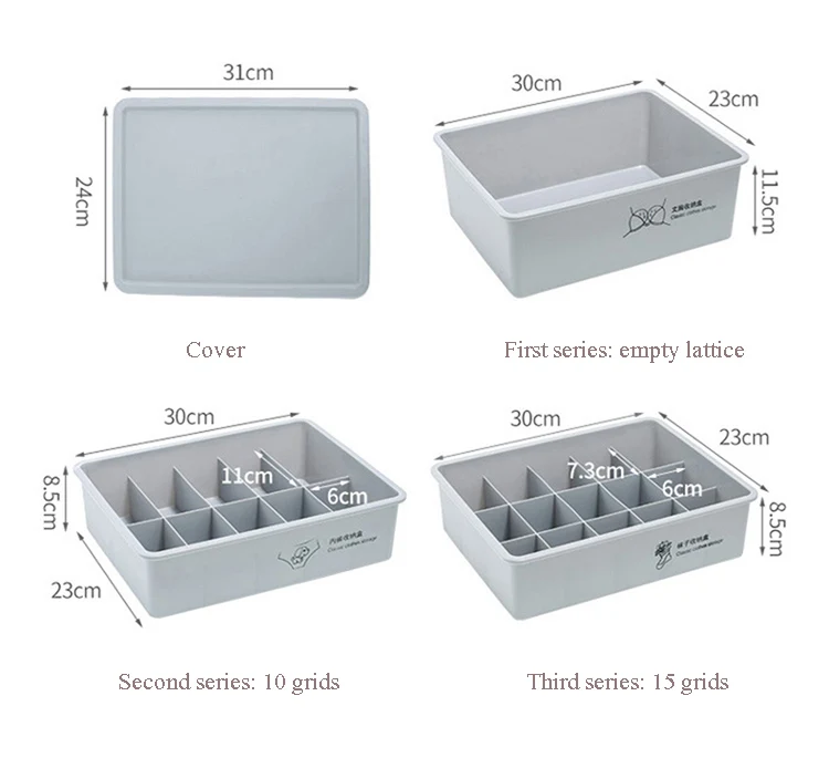 Простой пластиковый ящик для хранения нижнего белья и носков, Штабелируемый ящик для отделки нижнего белья, многофункциональный органайзер с принтом, разделитель для шкафа