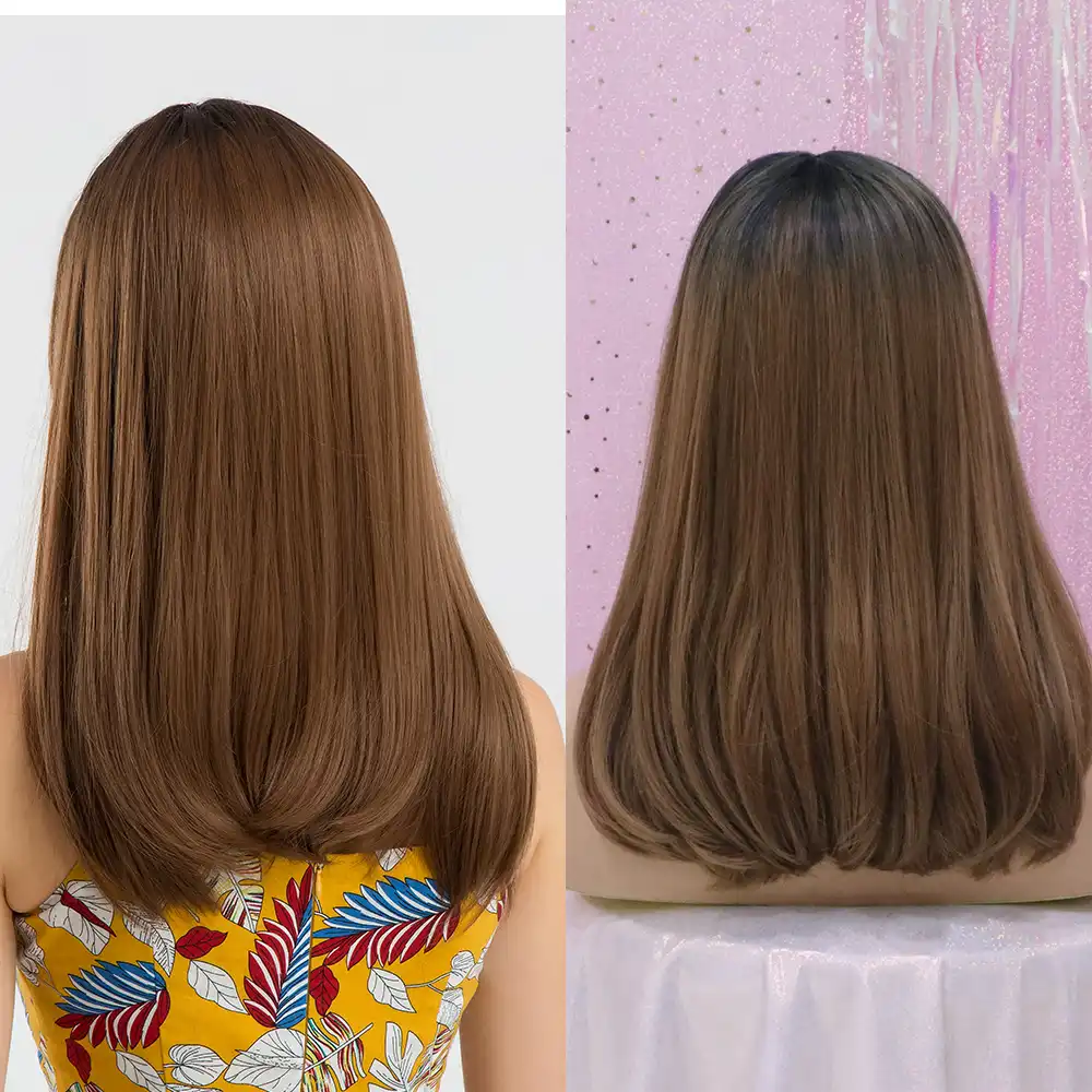 Inhair Cube 20 Long Straight Hair Synthetic Wigs Dark Roots Ombre