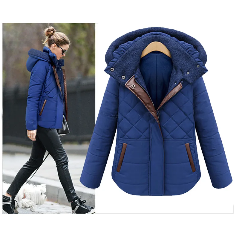 

2016 Winter Parkas Jacket Women Thick Parka Jackets Women's Loose Coat Female Casual Hooded Coats Plus Size Blue Black N10437