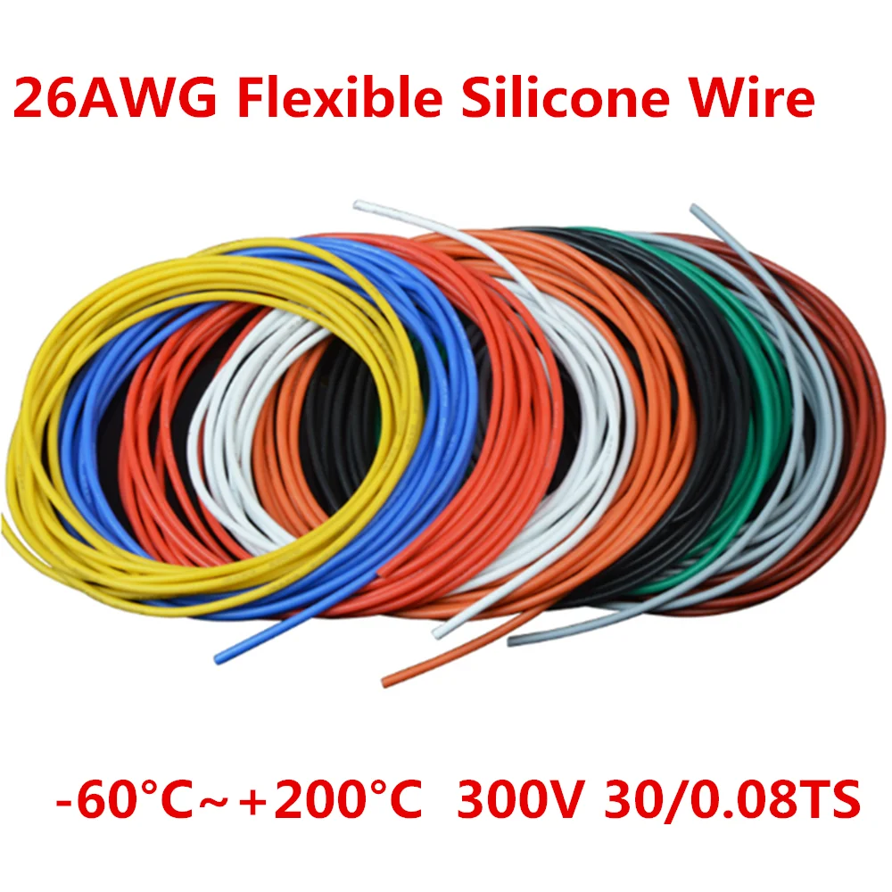 Black Red Blue 26 AWG 26 Gauge 350ft Soft Flexible Silicone Wire Servo Wire 