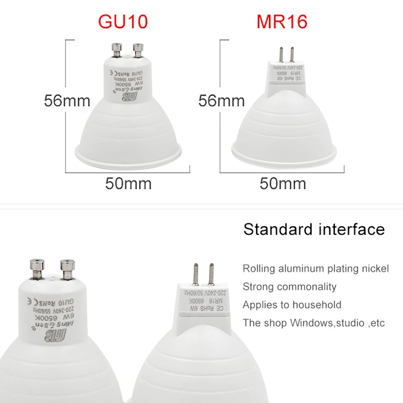 [Mingben] светодиодные лампы Spotlight GU10 MR16 6 Вт 220 В 230 COB чип 24 120 градусов прожектор