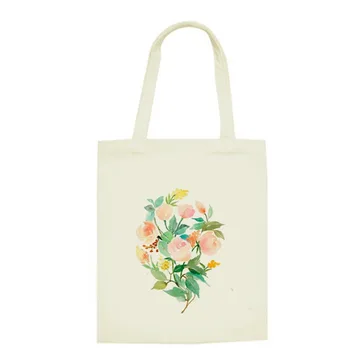 

Tote Bag Shopping Handbag Canvas Fresh Floral Shoulder Bag Women Storage For Food 1PCS/Lot