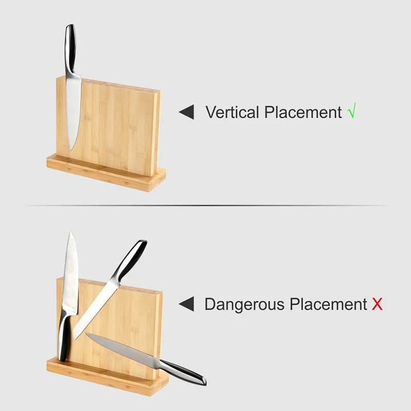 Сильно Магнитный бамбуковый блок для кухонных ножей двухсторонние магнитные ножницы органайзер для ножей деревянная подставка для ножей аксессуары