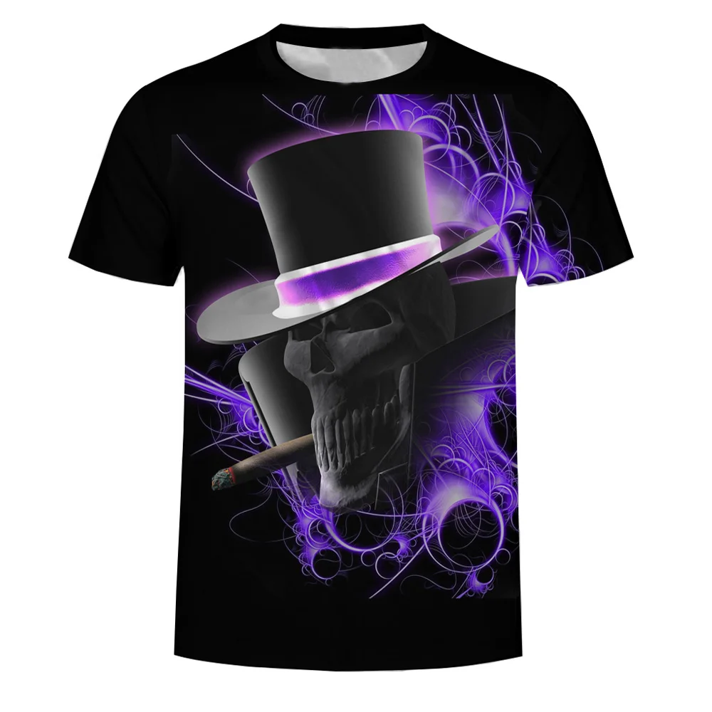 

Men Smoking Cowboy Skull T Shirt Summer Cool Tee Casual Short Sleeve T-shirt Original Design Plus Size Fashion Hot Tees Tops