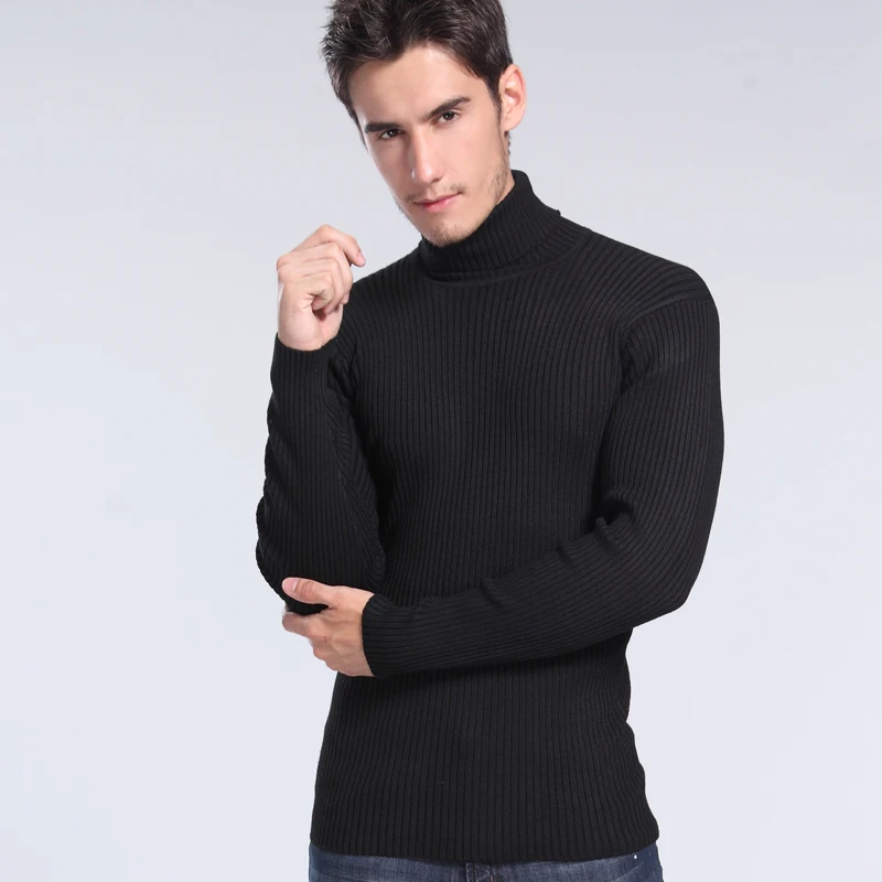 New 2014 Men'S Turtleneck Knitted Sweater Thick Man Pullover Slim ...