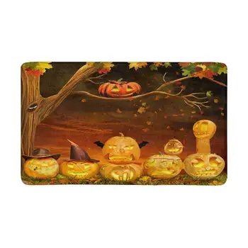 

Scary Halloween Pumpkins Anti-Slip Door Mat Home Decor, Personalized Indoor Entrance Doormat Rubber Backing Extra