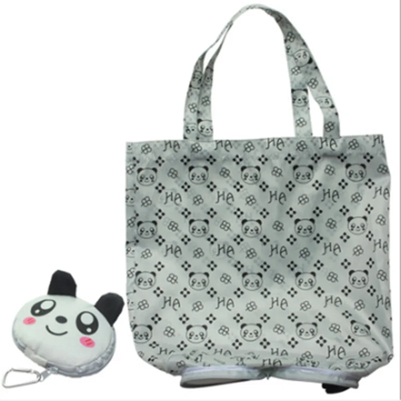 

1pc Cartoon Animal Folding Shopping Tote Reusable Eco Bag Panda Frog Pig Bear waterproof shopping bag Grocery Handbags