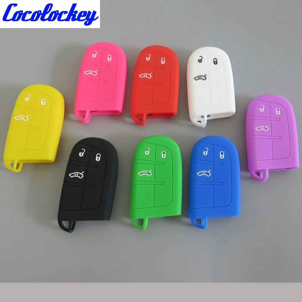 

Cocolockey Silicone Car Key Cover Case for JEEP for Dodge for CHRYSLER Smart Remote Key Case For Car 3Button No Logo Car Styling
