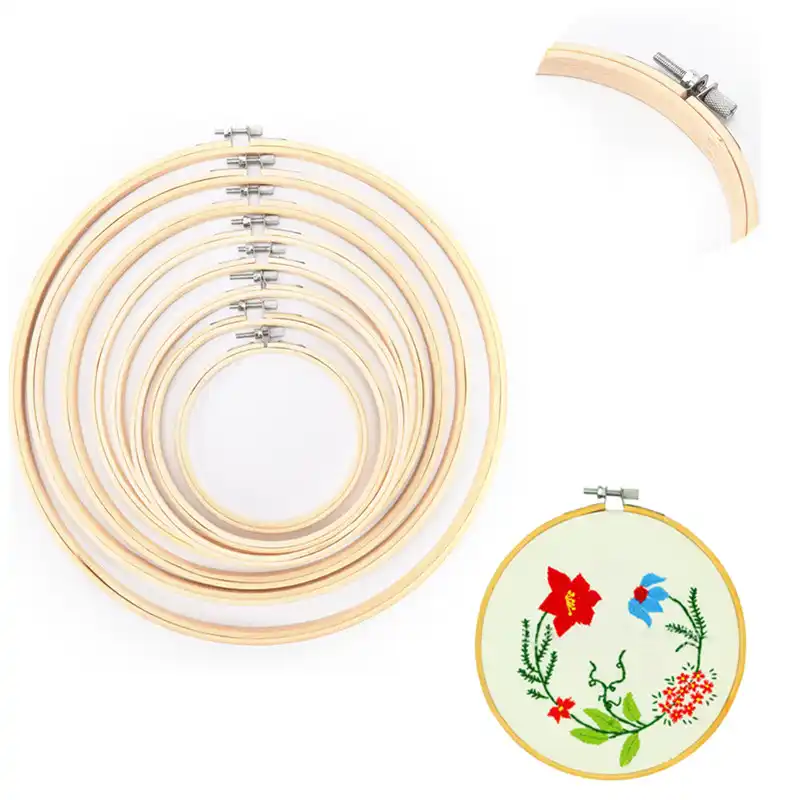 12 29cm Practical Embroidery Hoops Frame Set Bamboo Wooden Embroidery