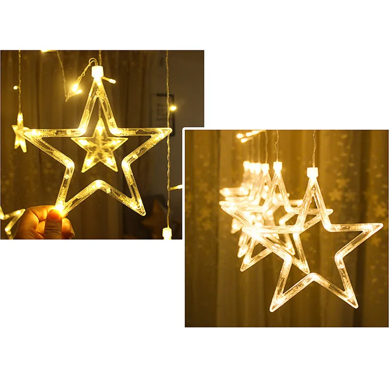 

Star Shaped LED Lights String Curtain Window Bedroom Xmas Fairy Lamp Home Decor TN88