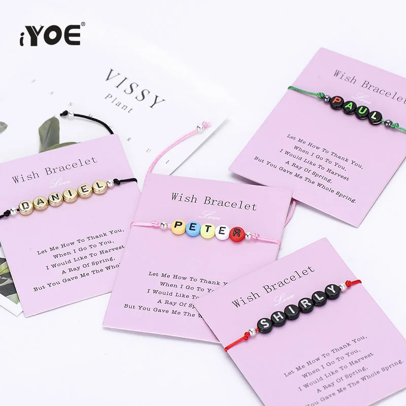 IYOE браслеты на заказ с надписью Wish Card Charm Love дружбы для мужчин и женщин подарок