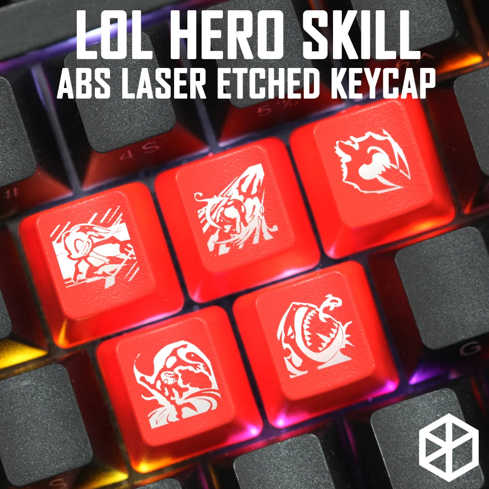 

Novelty Shine Through Keycaps ABS Etched, Shine-Through lol black red r2 hero skill