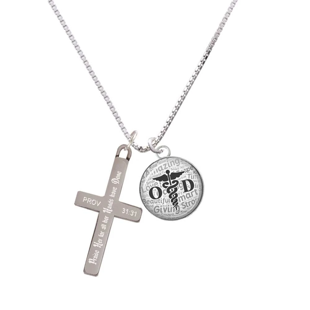 Domed Black OD - Praise Her - Cross Necklace