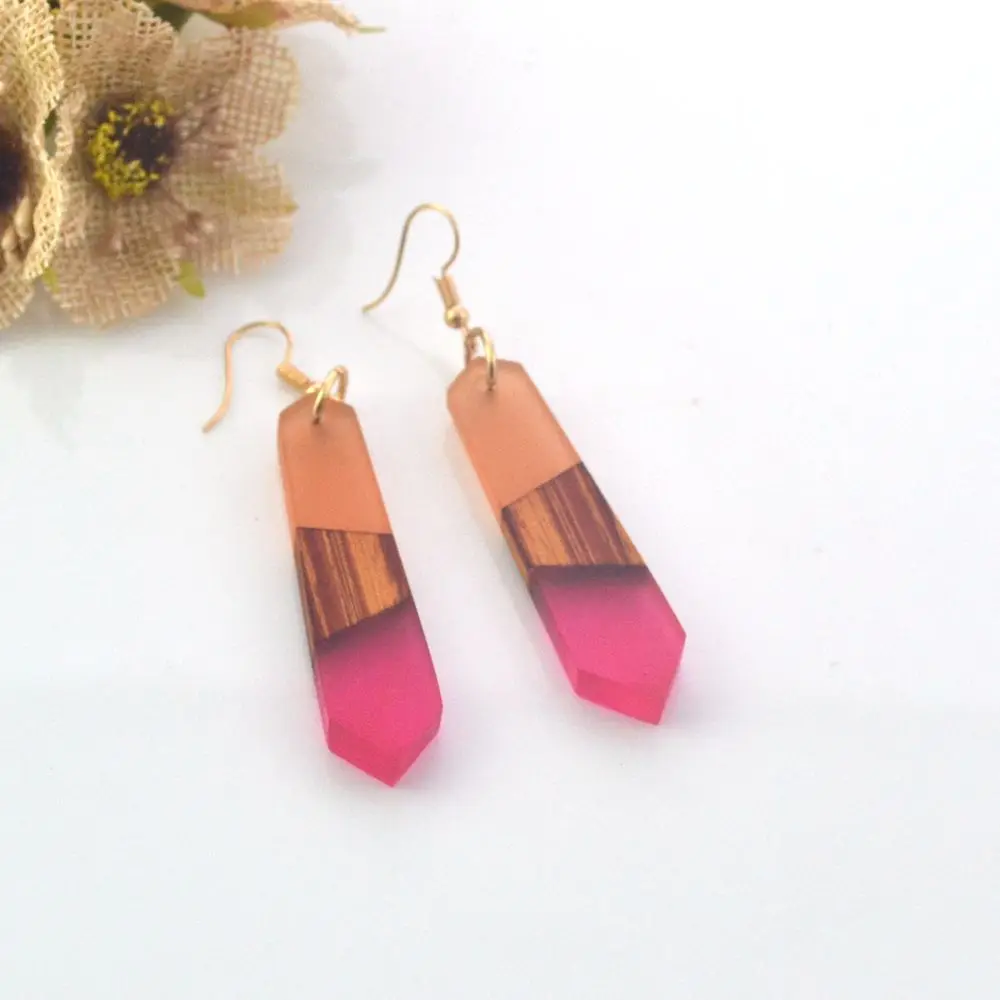 Leanzni Vintage wood resin earrings, fashion features natural wood grain, women jewelry, gift wholesale.