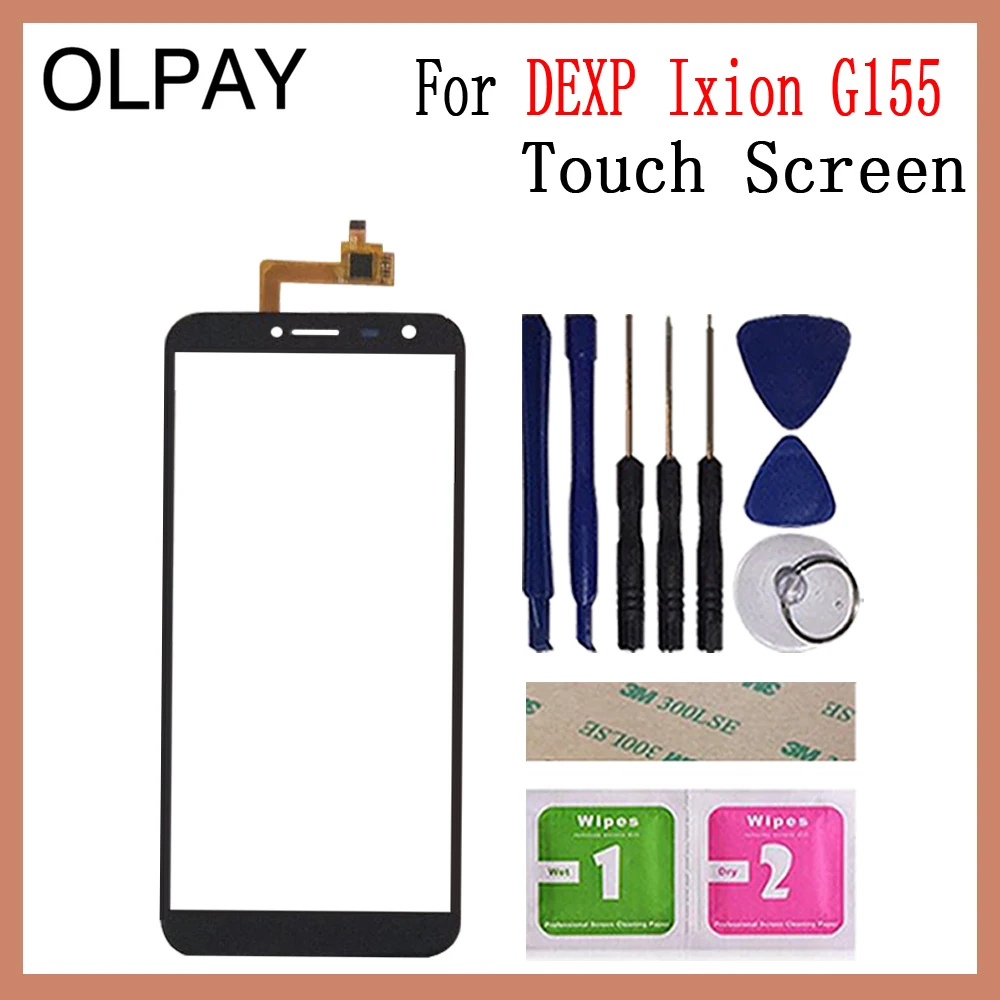 OLPAY 5.5'' Mobile Phone Touch Screen Digitizer For Dexp Ixion G155 Touch Glass Sensor Tools Free Adhesive And Wipes - Цвет: Black With Tools