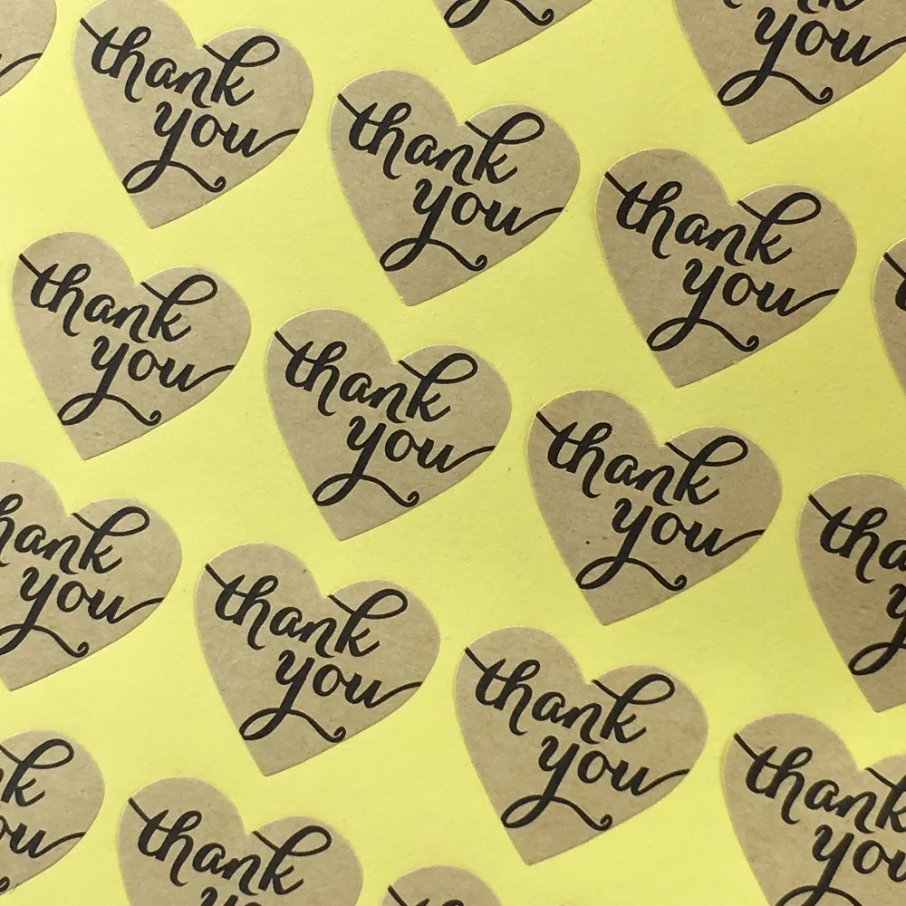 300 шт. бумажные круглые клейкие этикетки с надписью thank you heart|Украшения своими