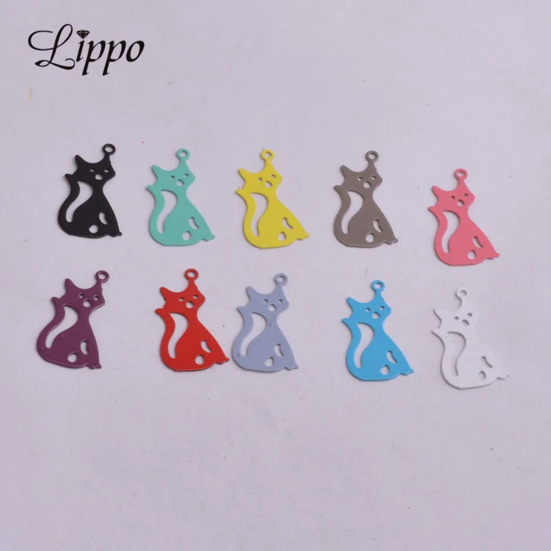 

50pcs Ac7850 Brass Flat Cats charms Cute Animal Cat Estampe Pendant