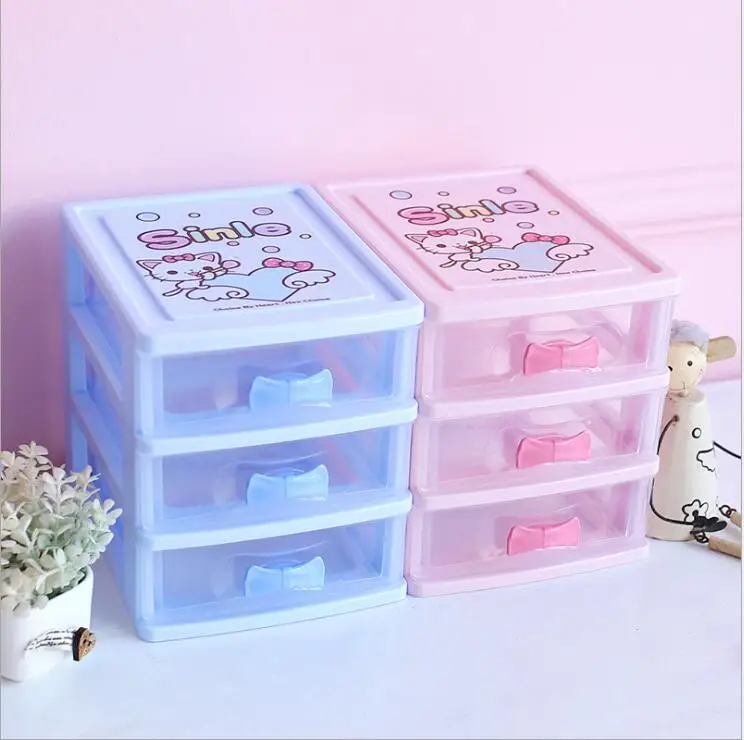 Goede Creatieve boog 3 laag transparante plastic briefpapier haarspeld opbergdoos rechthoek verdikking van PP desktop sieraden opbergdoos