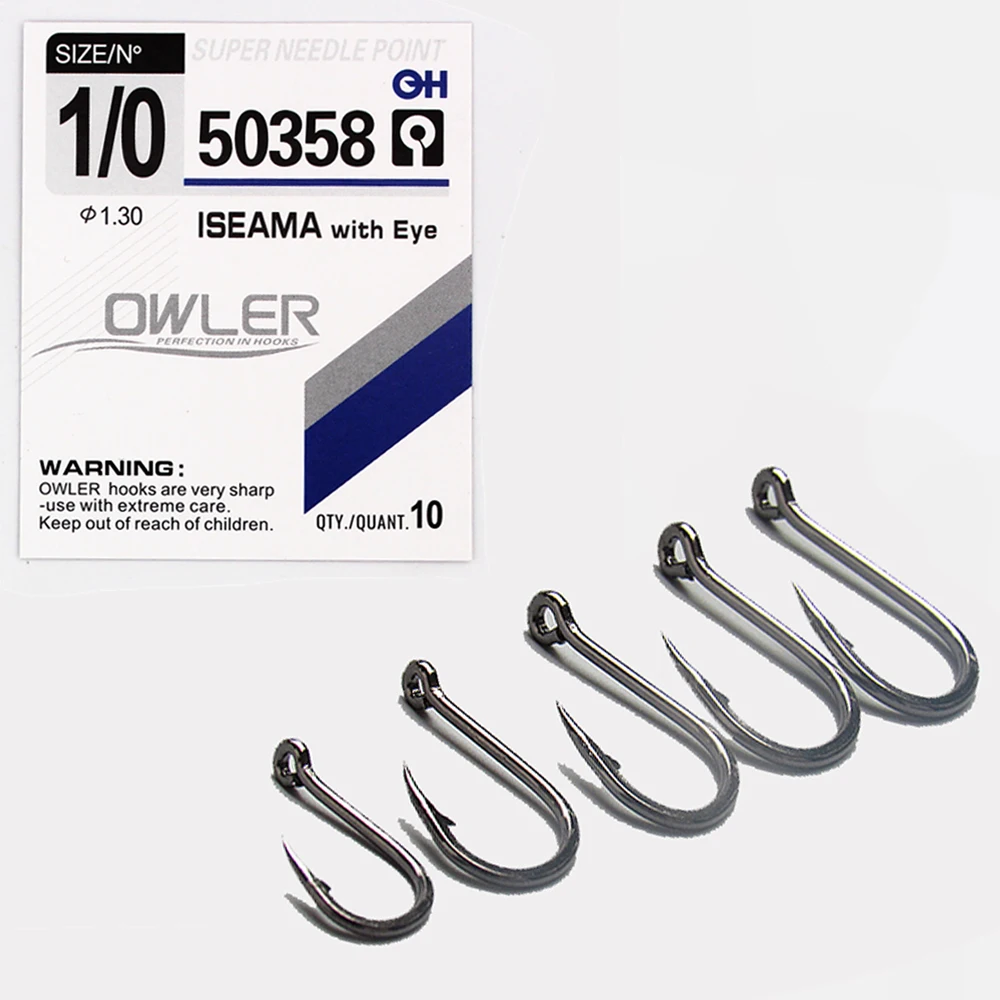 ISE Fishing Hook ISEAMA With Eye 50358 1/0-10# 10pcs/lot High Carbon Carp Catfish Anzol Peche Japan Tackle Fishing hook owner