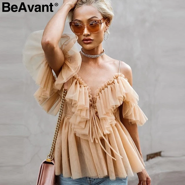 US $13.74 BeAvant Off shoulder womens tops and blouses summer 2019 Backless sexy peplum top female Vintage ru