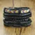 Vnox Mix 4Pcs/ Set Braided Wrap Leather Bracelets for Men Women Vintage Wooden Beads Ethnic Tribal Wristbands Bracelet Rudder 14