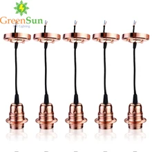 GreenSun розовое золото 5 шт. E27 ретродержатель лампы подвесной светильник на шнуре комплект потолок легкая розетка на потолке с 1,35 м кабель