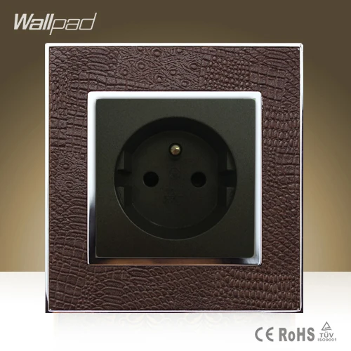 Роскошная французская розетка Wallpad коричневая кожаная панель европейская 16
