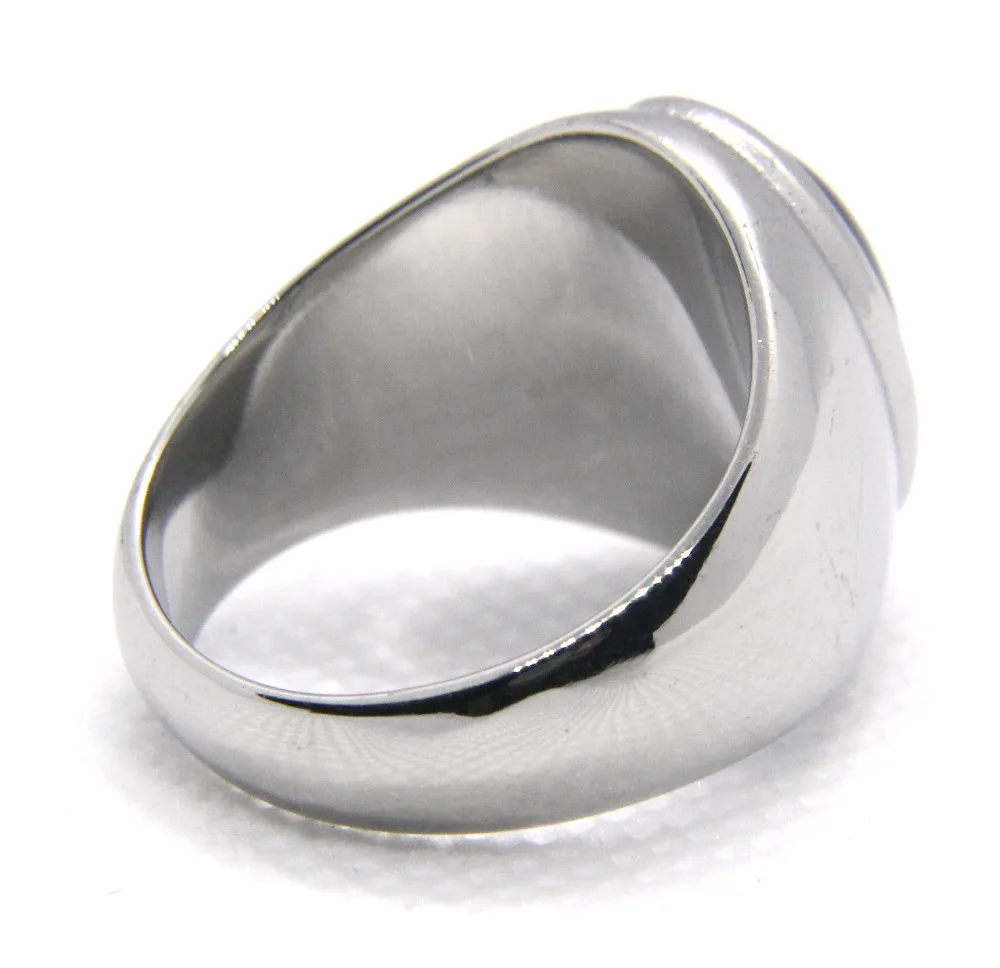Прямая поставка размер 7~ 13 Высокое качество Черный Камень крутое мужское кольцо 316L ювелирные изделия из нержавеющей стали серебряное простое каменное кольцо
