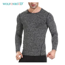 WOLFONROAD, новинка, летние мужские спортивные футболки, быстросохнущие эластичные футболки для бега, фитнеса, тренажерного зала, футболки с длинным рукавом, одежда для альпинизма