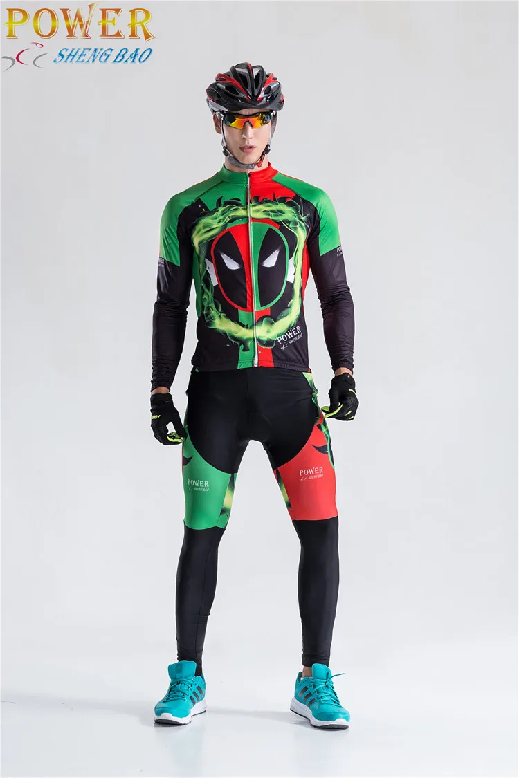 green New Winter thermal fleece Long Sleeves cycling jersey set