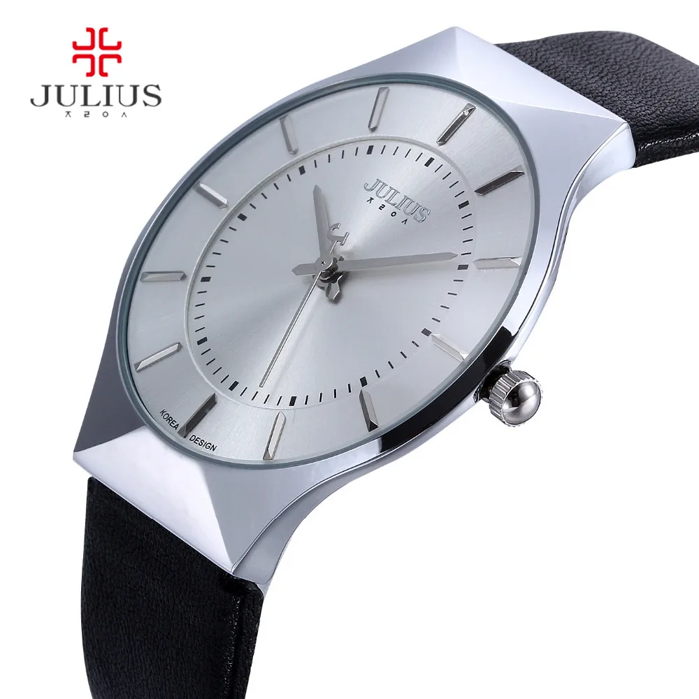 2016 Luxury Brand Julius Men's Watches leather Band Analog Display