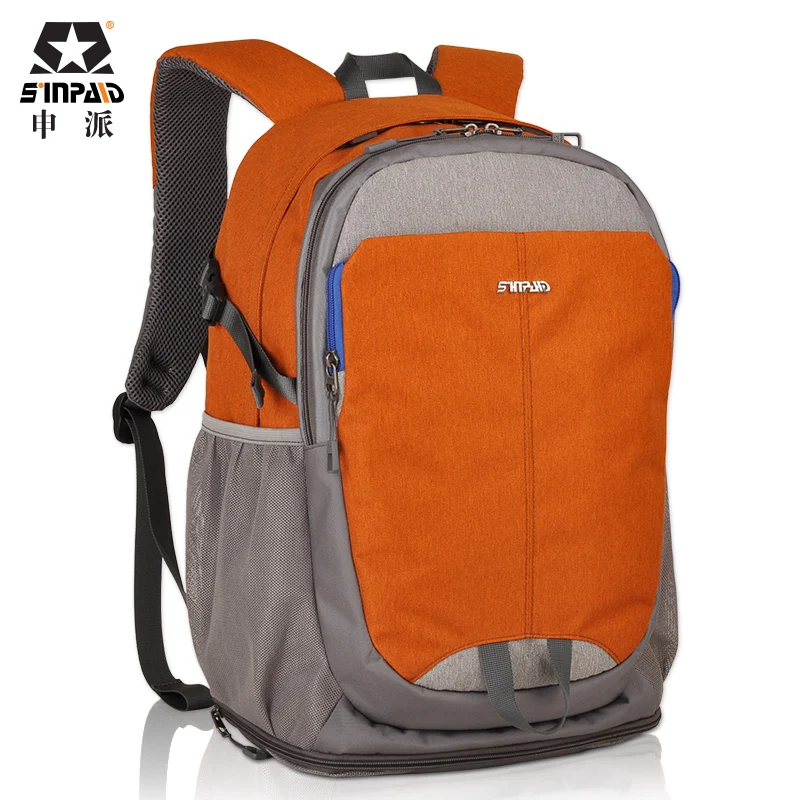 

SINPAID New Fashion Design Men's Travel Backpack Waterproof Women's 15.6" Inches Laptop Bag Color Blue Orange & Gray