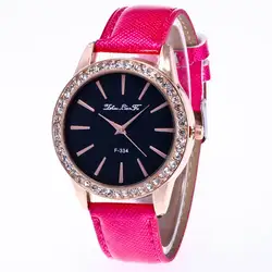 Модные часы с кожанным ремешком с кристаллическим узором, легко прилегающие к элегантному классическому дизайну, водонепроницаемые