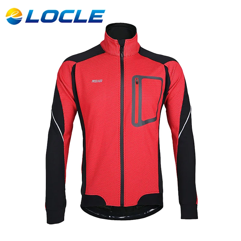 

LOCLE Fleece Polartec Cycling Jersey Reflective Stripe Breathable Windproof Raincoat Bike Bicycle Equipment Jersey Size S To XXL