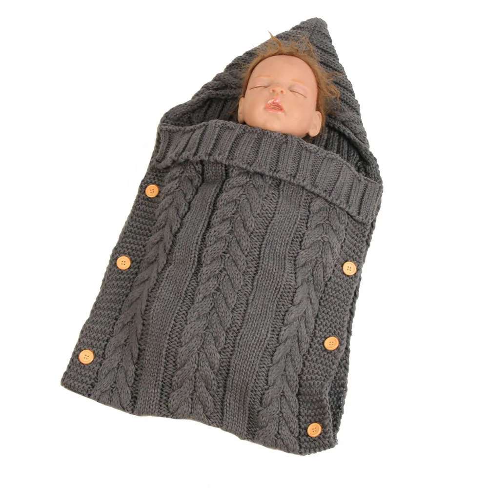 Теплая детская накидка для пеленания, трикотажная толстовка с капюшоном, Детские спальные мешки для перевозки, конверт для новорожденных, детское Пеленальное Одеяло - Цвет: Темно-серый