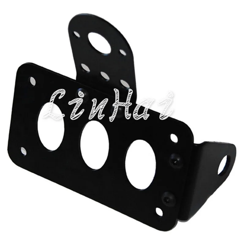 Motorcycle Black Side Mount License Plate Bracket Horizontal Vertical