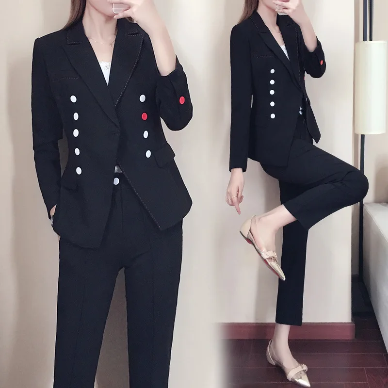 

Small suit suit female 2019 autumn new Korean fashion temperament was thin two-piece OL professional suit suit female