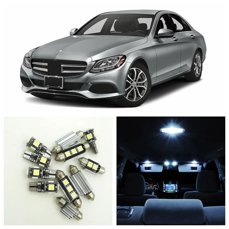 14pcs White Canbus Car LED Light Bulbs Interior Package Kit For 2011 2012 2013 Mercedes Benz C