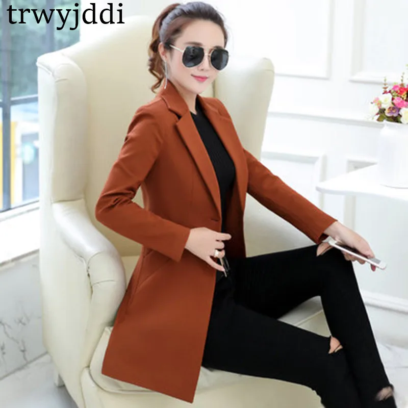 

Slim Black Top Female 2018 Spring Solid Korean Blazer Women Large Size Long Sleeves Jacket Ladies Multicolor Suit M-3XL hl077
