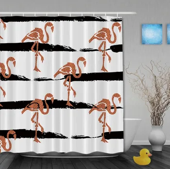 

Beautiful Strolling Swan Animal Pattern Decorate Shower Curtains Waterproof Fabric High Quality Bathroom Curtain With Hooks