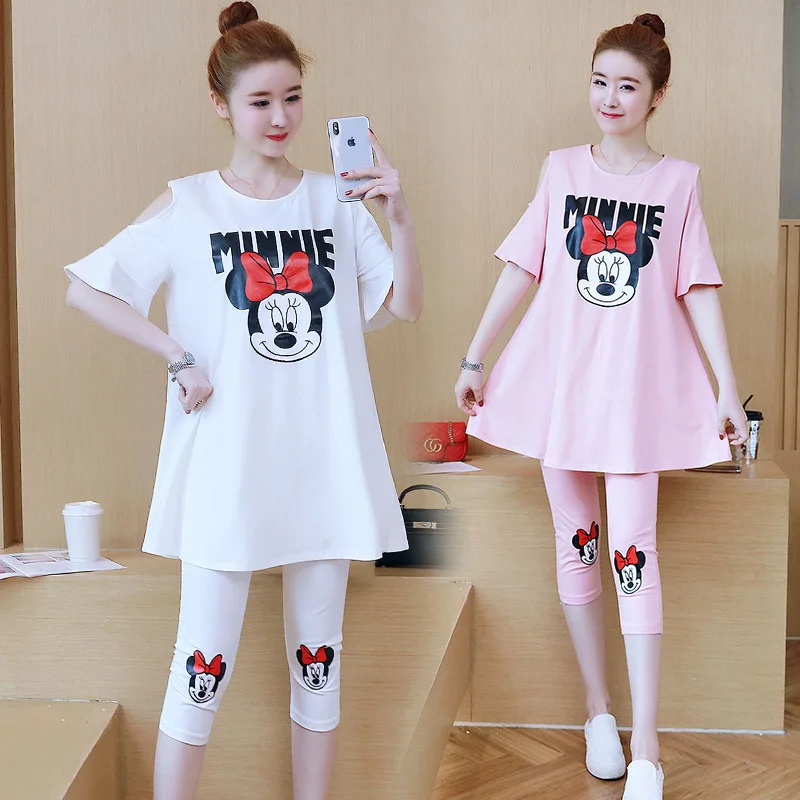 

Minnie Mouse Costumes Anime Printing Dot Sleeveless Top Pants Cosplay Summer Korean Fashion Maternity Cute Minnie Mouse Set