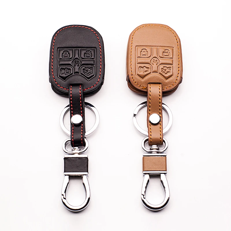 

Genuine Leather Case Cover Chain Remote Control Key For Ford Explorer Transponder Key Holder 5 Buttons L1569 keys accessories